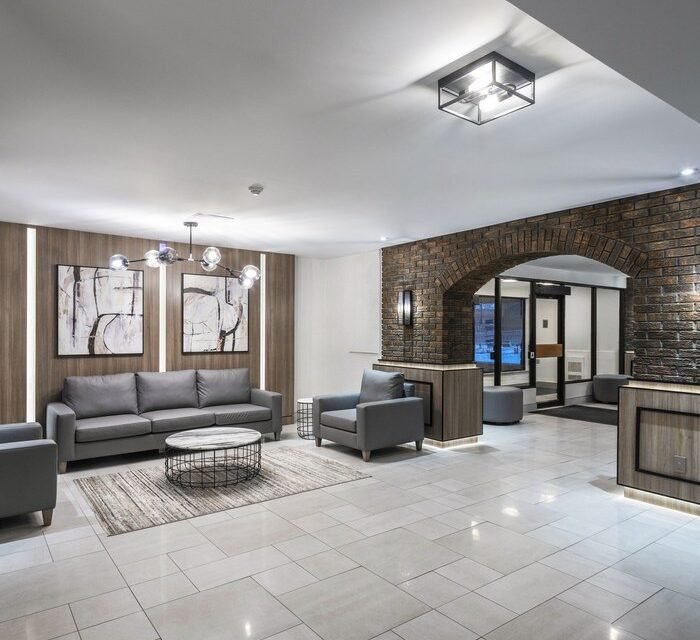 966 Inverhouse Drive condo lobby after refurbishment - Folio Interiors